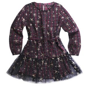 NWT Imoga Polly Dress Crimson Plaid Gold Sparkle size 3 toddler